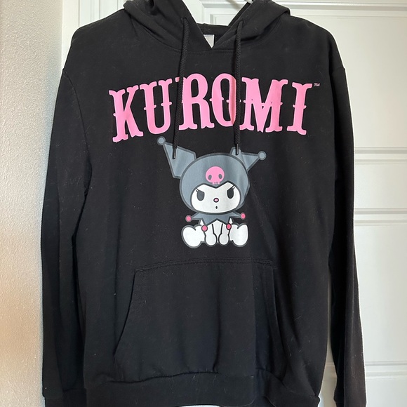 Sanrio | Tops | Kuromi Black Hoodie With Pink Lettering | Poshmark